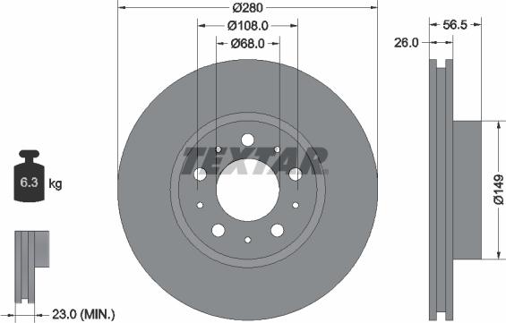 Textar 92055400 - Bremžu diski ps1.lv