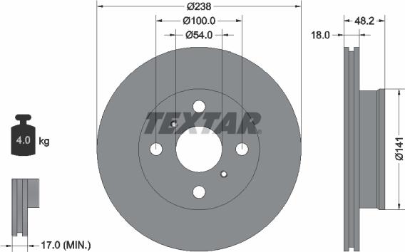 Textar 92055800 - Bremžu diski ps1.lv