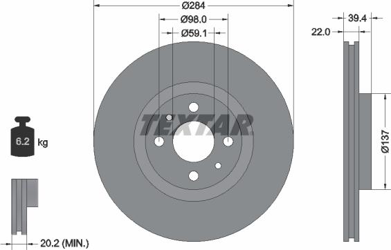 Textar 92055200 - Bremžu diski ps1.lv