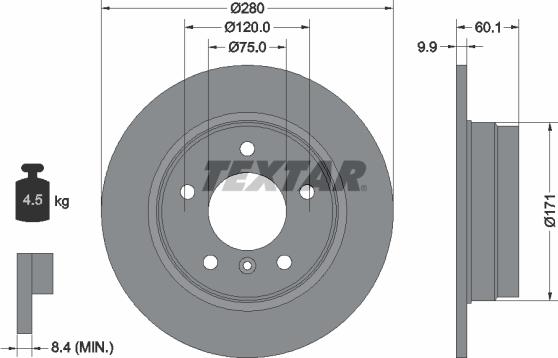 Textar 92055700 - Bremžu diski ps1.lv