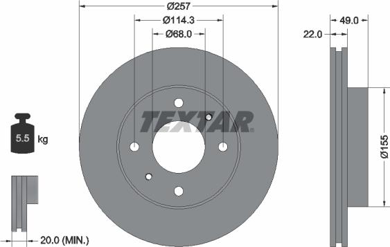 Textar 92056303 - Bremžu diski ps1.lv