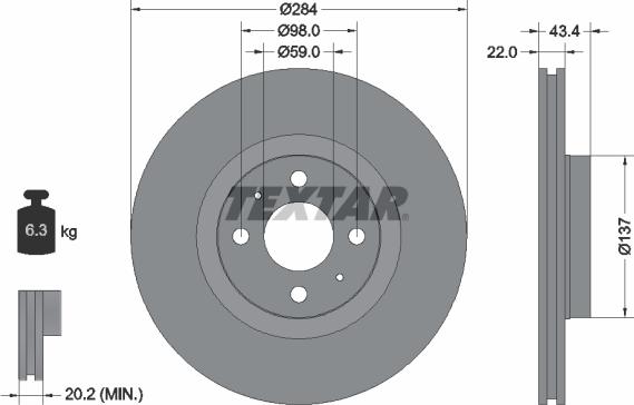 Textar 92053500 - Bremžu diski ps1.lv