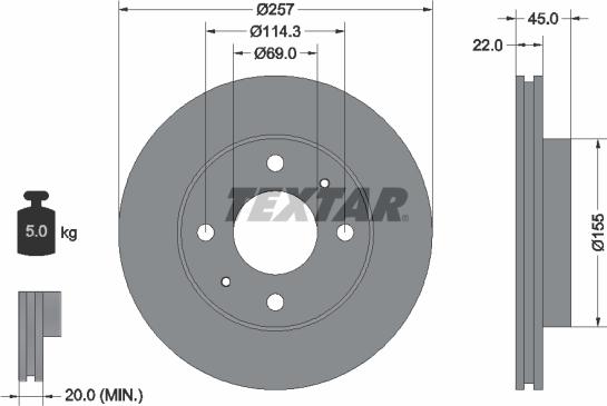 Textar 92062800 - Bremžu diski ps1.lv