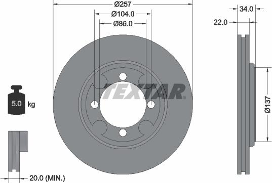 Textar 92062700 - Bremžu diski ps1.lv