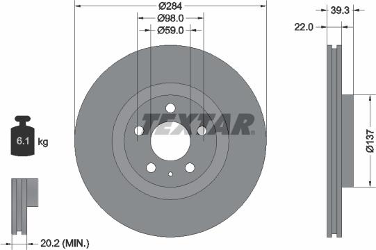 Textar 92083200 - Bremžu diski ps1.lv