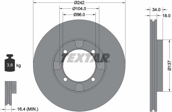 Textar 92034700 - Bremžu diski ps1.lv