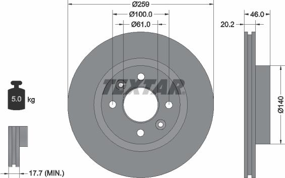 Textar 92036400 - Bremžu diski ps1.lv