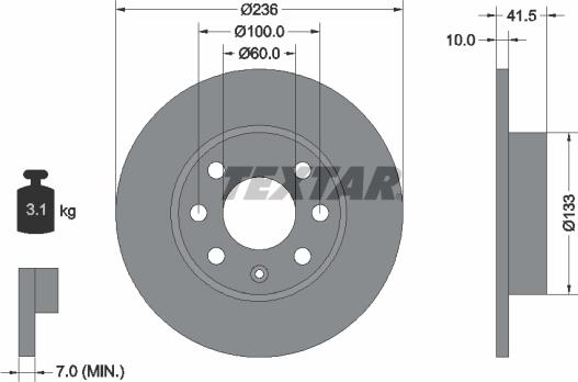 Textar 92020800 - Bremžu diski ps1.lv