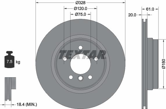 Textar 92074904 - Bremžu diski ps1.lv