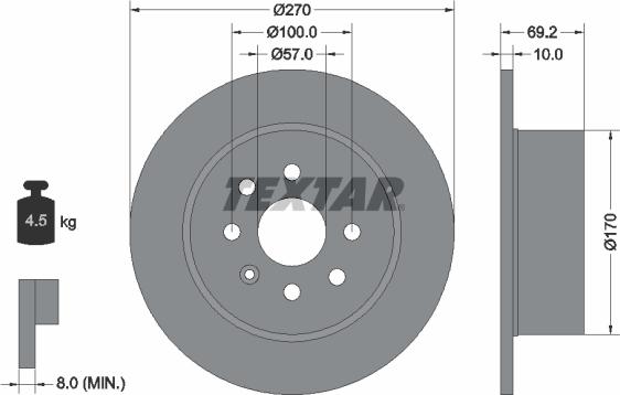 Textar 92075503 - Bremžu diski ps1.lv