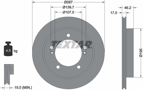 Textar 92076400 - Bremžu diski ps1.lv