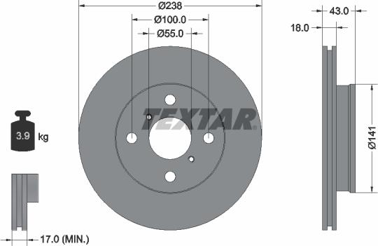 Textar 92076500 - Bremžu diski ps1.lv