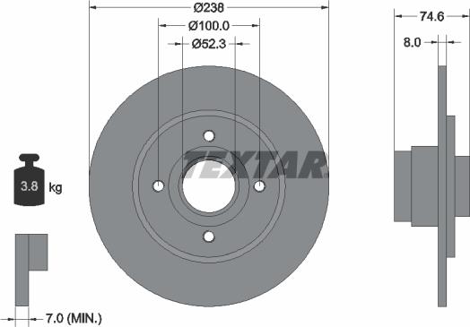 Textar 92070400 - Bremžu diski ps1.lv