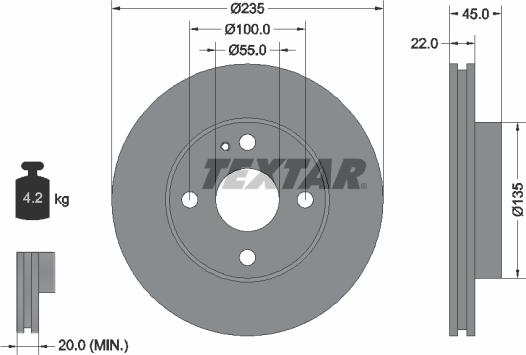 Textar 92071500 - Bremžu diski ps1.lv