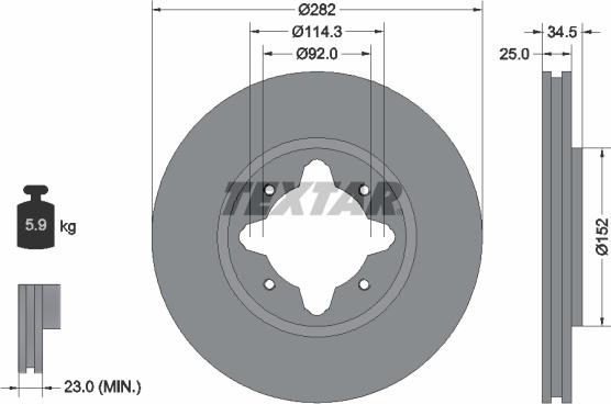 Textar 92078100 - Bremžu diski ps1.lv