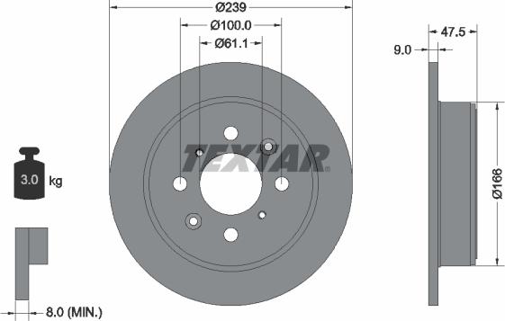 Textar 92077900 - Bremžu diski ps1.lv