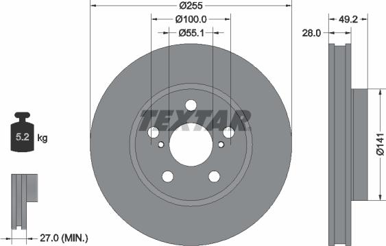 Textar 92077500 - Bremžu diski ps1.lv