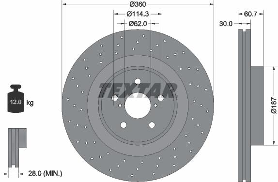 Textar 92199703 - Bremžu diski ps1.lv