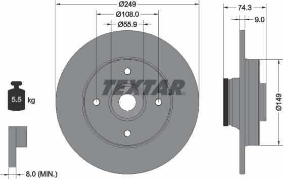 Textar 92194103 - Bremžu diski ps1.lv