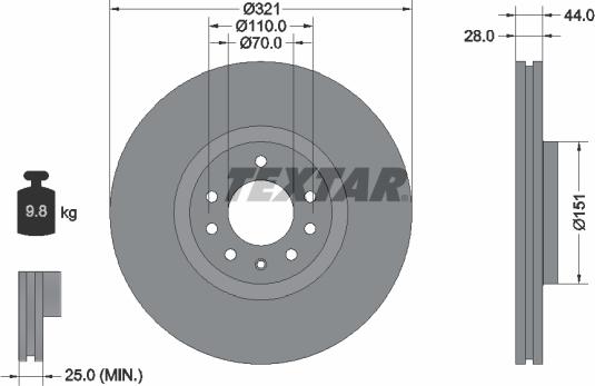 Textar 92149800 - Bremžu diski ps1.lv