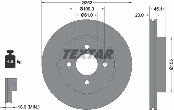 Textar 92148800 - Bremžu diski ps1.lv