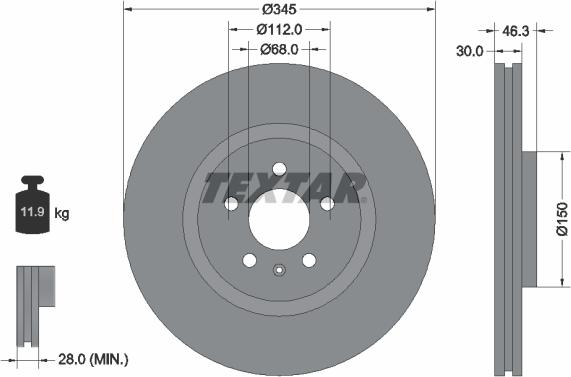 Textar 92143903 - Bremžu diski ps1.lv