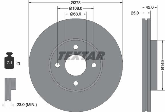 Textar 92159003 - Bremžu diski ps1.lv