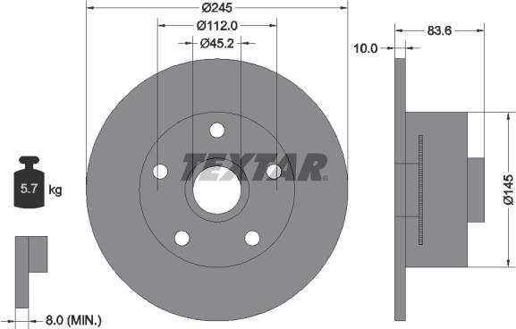 Textar 92154303 - Bremžu diski ps1.lv