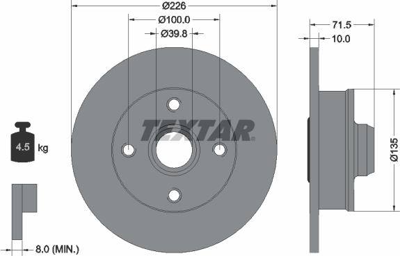 Textar 92154200 - Bremžu diski ps1.lv