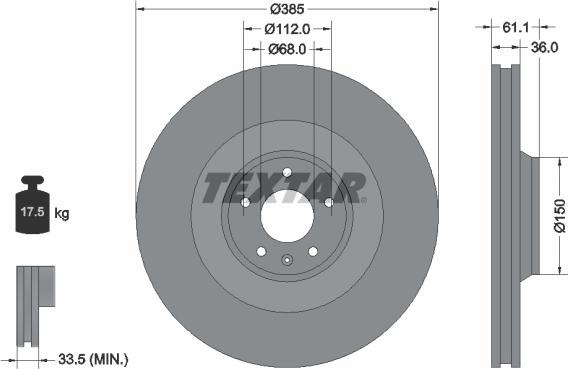 Textar 92151303 - Bremžu diski ps1.lv