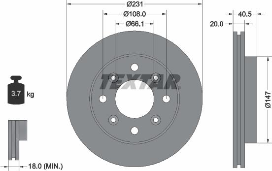 Textar 92158900 - Bremžu diski ps1.lv