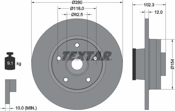 Textar 92153700 - Bremžu diski ps1.lv