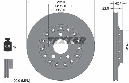 Textar 92152305 - Bremžu diski ps1.lv