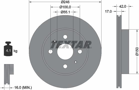 Textar 92165600 - Bremžu diski ps1.lv