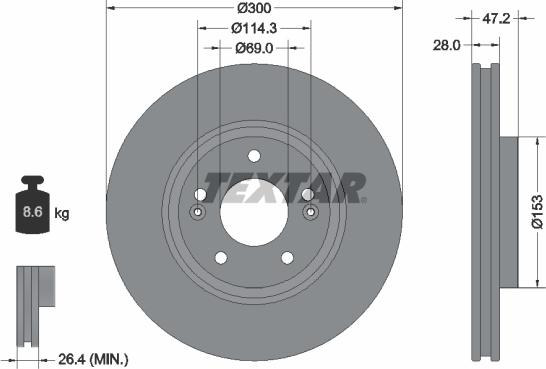 Textar 92166503 - Bremžu diski ps1.lv