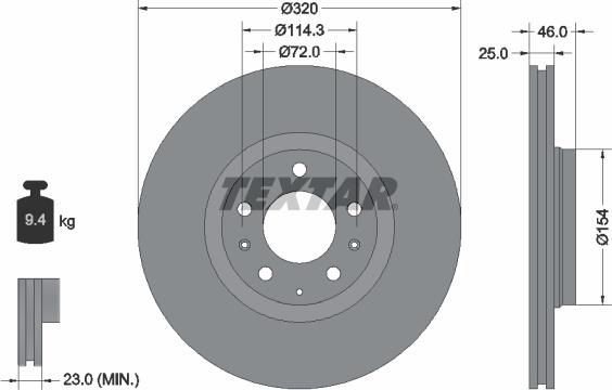 Textar 92166300 - Bremžu diski ps1.lv