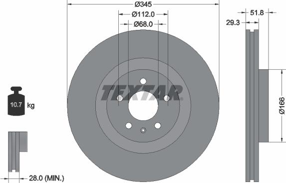 Textar 92160205 - Bremžu diski ps1.lv