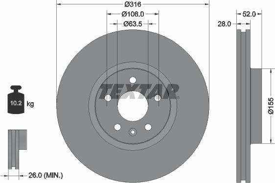 Textar 92162303 - Bremžu diski ps1.lv