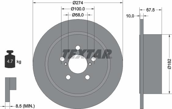 Textar 92167800 - Bremžu diski ps1.lv