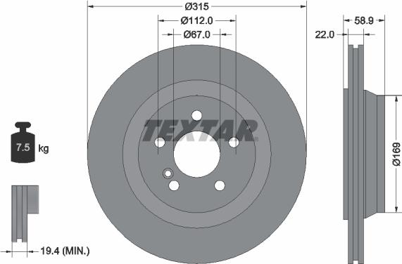 Textar 92109005 - Bremžu diski ps1.lv