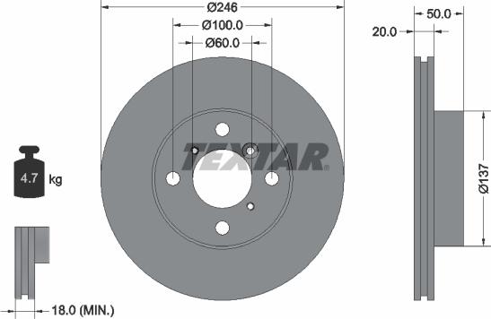 Textar 92104500 - Bremžu diski ps1.lv