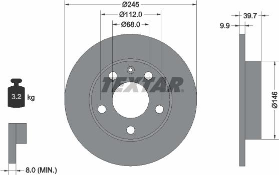 Textar 92106205 - Bremžu diski ps1.lv