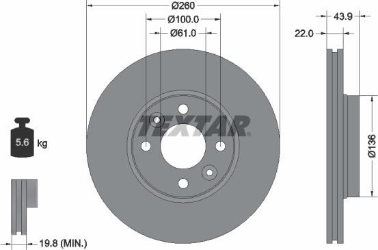 Textar 92119203 - Bremžu diski ps1.lv