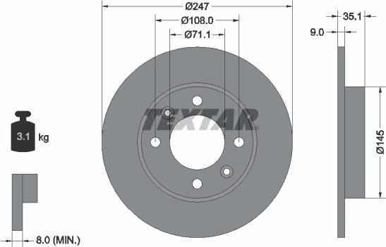 Textar 92111703 - Bremžu diski ps1.lv