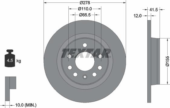 Textar 92118500 - Bremžu diski ps1.lv