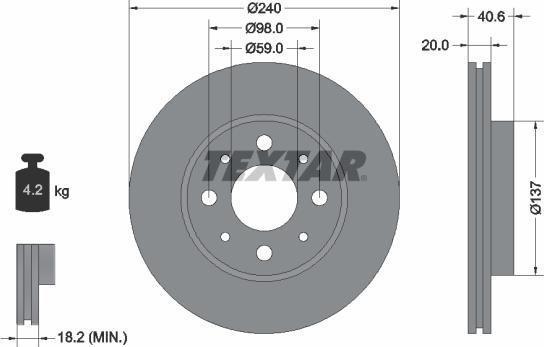 Textar 92118000 - Bremžu diski ps1.lv