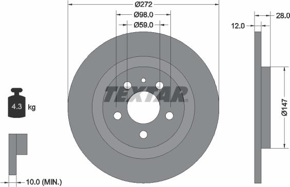 Textar 92118200 - Bremžu diski ps1.lv