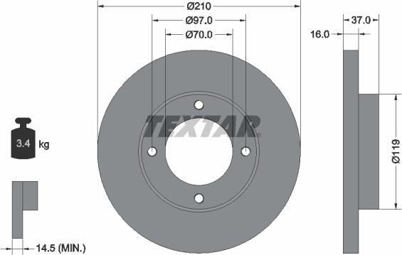 Textar 92112600 - Bremžu diski ps1.lv