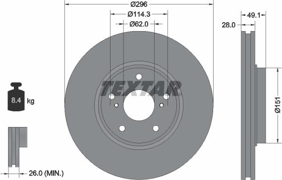 Textar 92185403 - Bremžu diski ps1.lv