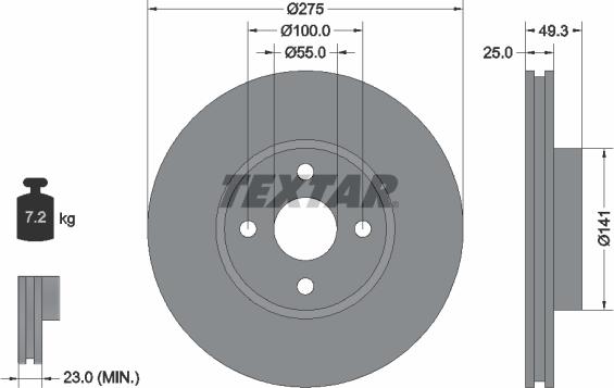 Textar 92180303 - Bremžu diski ps1.lv